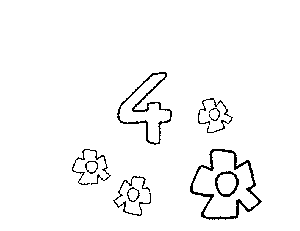 4 Number and Things Coloring Page
