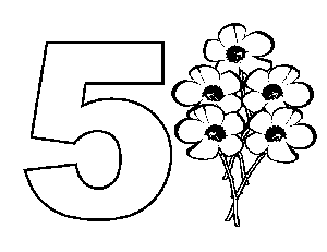 5 Flowers coloring page