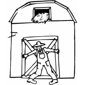 Farmer And Barn coloring page