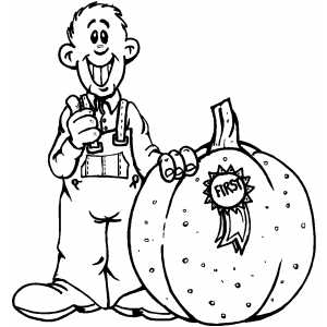 Farmer With Prize Pumpkin coloring page