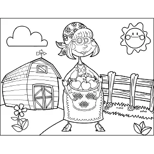 Farmer with Apples coloring page