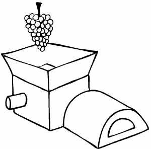 Grapes And Press coloring page