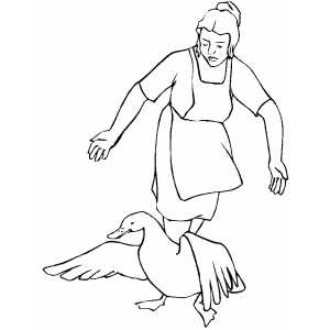 Woman And Duck coloring page