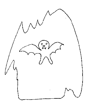 Bat in a Cave Coloring Page
