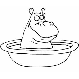 Bathing Hippo coloring page