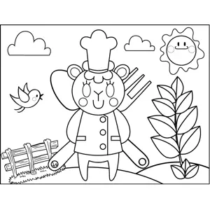 Chef Mouse with Utensils coloring page