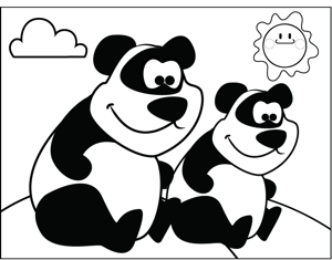 Cute Pandas coloring page