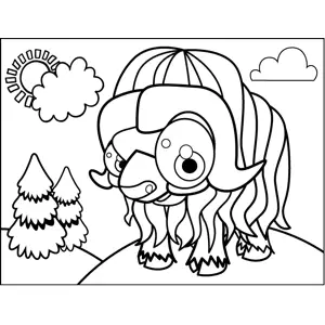 Cute Yak coloring page