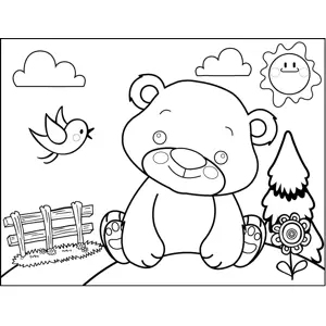 Daydreaming Bear coloring page