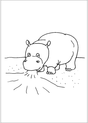 Hippo Drinking coloring page