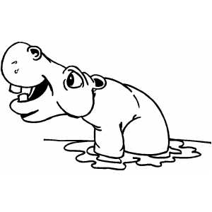 Hippo Kid In Water coloring page