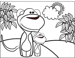 Monkeys on Beach coloring page