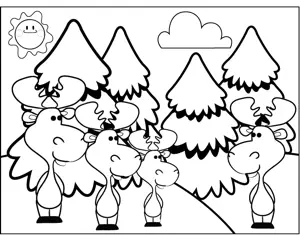 Moose and Trees coloring page