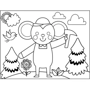 Mouse with Pickaxe coloring page