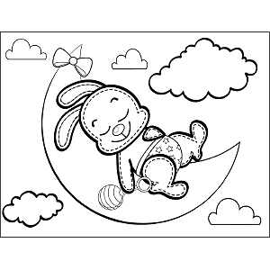 Snoozing Bunny coloring page