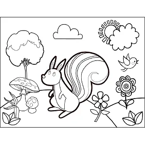 Squirrel Sitting Up coloring page