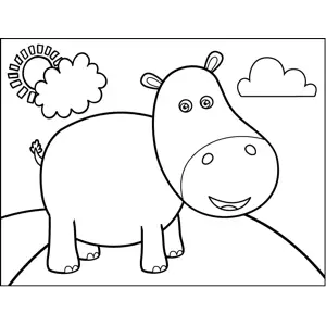 Standing Hippo coloring page