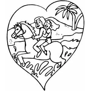 Couple On Horse At The Beach coloring page