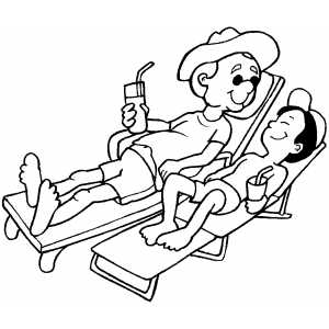 Couple Sunbathing coloring page