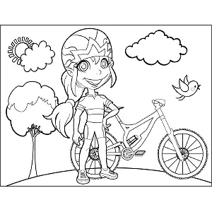 Woman with Bicycle coloring page