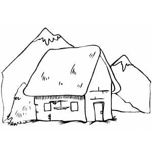 Cottage In The Mountains coloring page