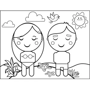 Couple at the Beach coloring page