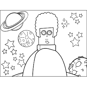 Curly-Haired Scientist coloring page