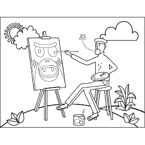 Painter at Work coloring page