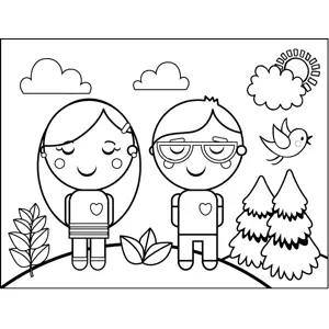 Teenagers in Love coloring page
