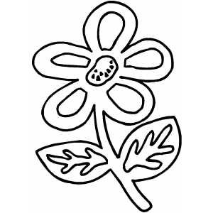 Flower With Two Leaves coloring page