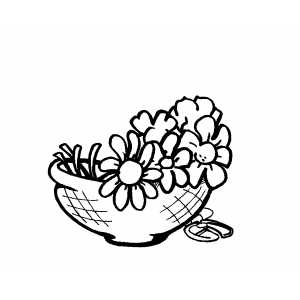 Flowers In Wood Pot coloring page