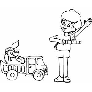 Boy with Toys 2 coloring page