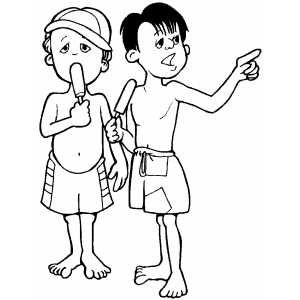 Boys With Popsicles coloring page