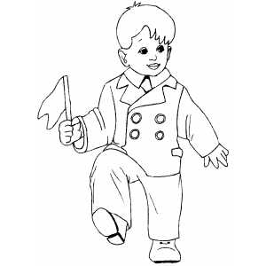 Dancing Boy With Flag coloring page