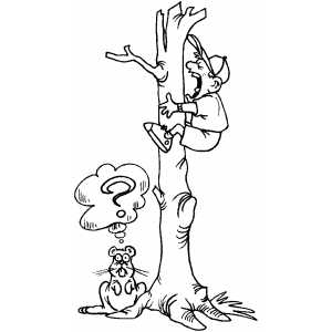 Screaming Boy In Tree coloring page