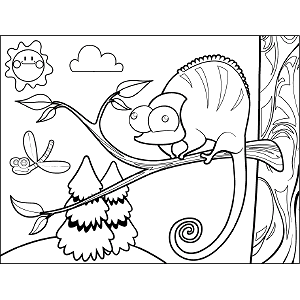 Chameleon in Tree coloring page