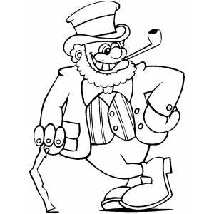 Leprechaun With Cane coloring page