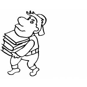 Boy With Set Of Books coloring page