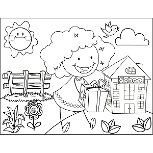 Girl Present  coloring page