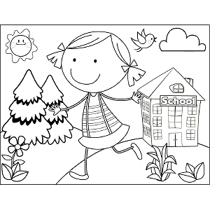 Girl Running Bird coloring page