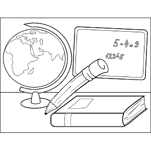 Globe School Supplies coloring page