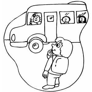 Student Waiting For Schoolbus coloring page