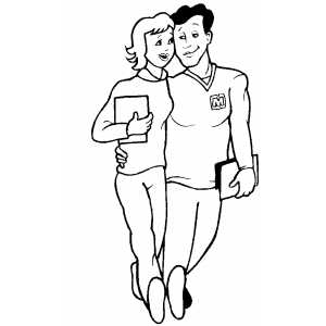 Students Couple coloring page