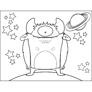 Grinning One-Eyed Space Monster coloring page