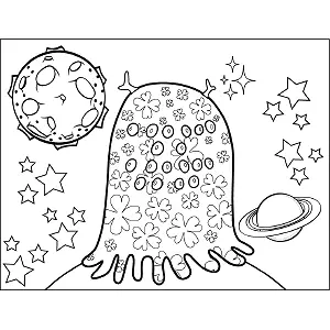 Many-Eyed Space Alien coloring page