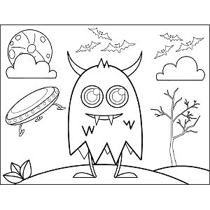 Monster Flying Saucer coloring page