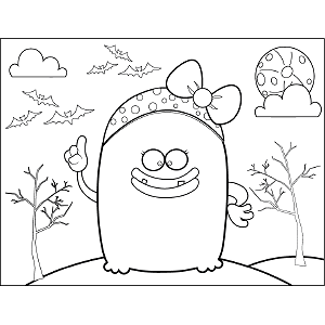 Monster with Bow coloring page