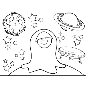 One-Eyed Space Alien coloring page