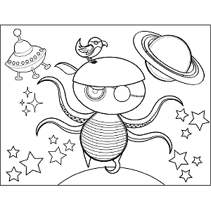 Pirate Space Alien coloring page