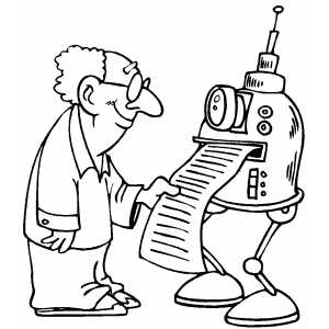 Robot Printing Note coloring page
